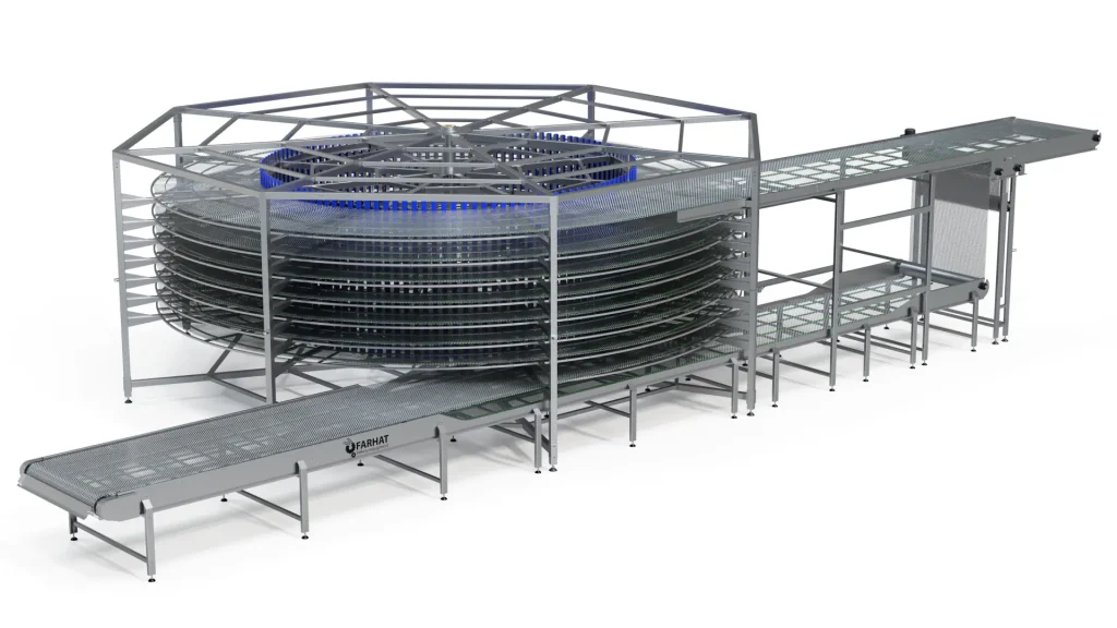 Detailed view of the Spiral Cooling Tower, emphasizing its advanced design.